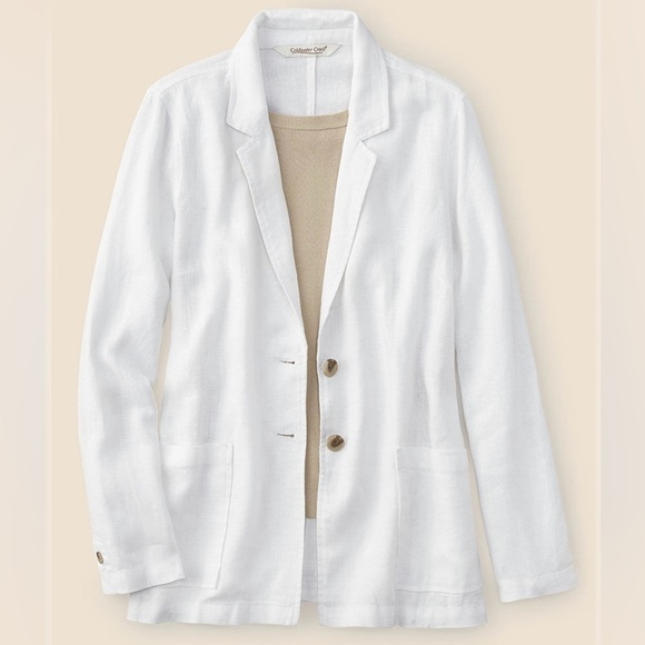 Coldwater Creek Jackets & Blazers - $128 Coldwater Creek Women's Boyfriend 2 Button Blazer Jacket White Size XL NWOT